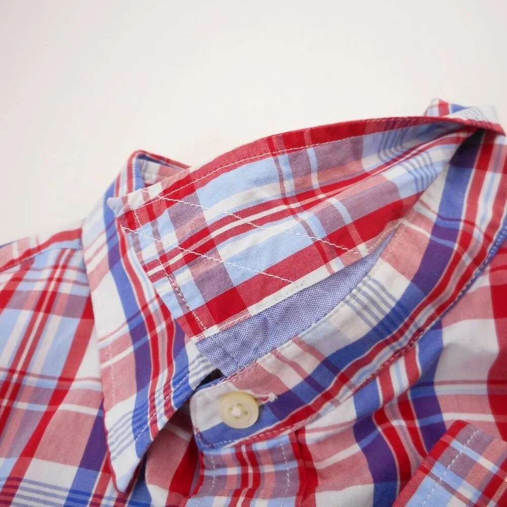 Banana Republic Men's L Plaid Button-up Shirt Red White Blue 4th of July Picnic